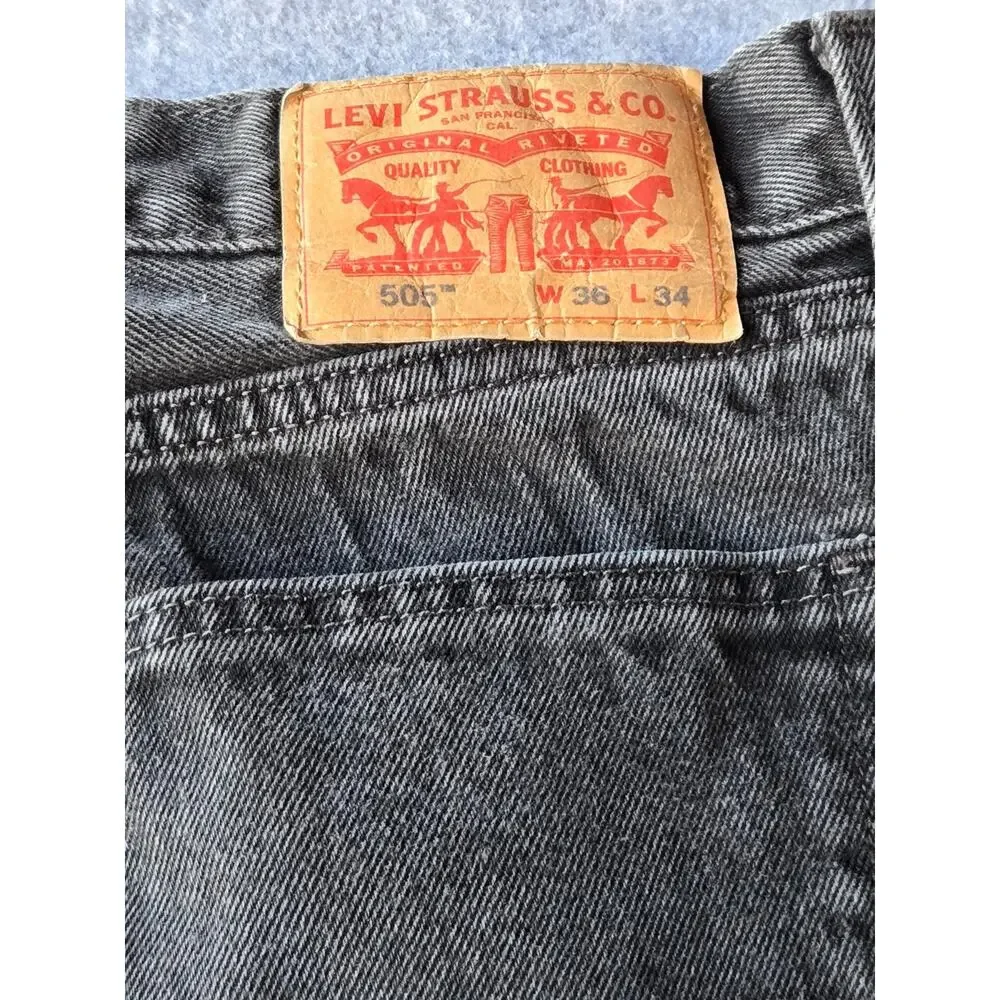 Levi's Men's 505 Jeans Charcoal Wash Straight Leg Med Rise 34x30.5